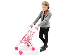 Mamatoy MMA35000 - Mama Mia Set Bambola a Passeggio, Beve e Fa la Pipì, con Passeggino e Accessori Pappa