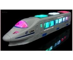 WolVol Treno elettrico giocattolo con bella musica e luci lampeggianti, gira intorno e modifiche le direzioni a contatto (batteria) - Grande dono giocattoli per bambini