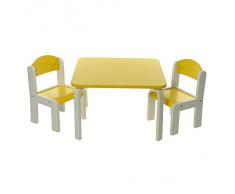 H3 Baby, Set Tavolino e sedie per bambini, misura: S, Bianco/Giallo (Weiß und Gelb)
