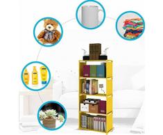 Scaffale Libreria, Blueidea® 4-Strati Scarpe Rafforzare di Mensola Armadi Scaffale per Bambini Studenti, Panno Asciugamano Arte Espositore Modo Decorazione per Casa Alloggiamento Arredamento (Giallo)