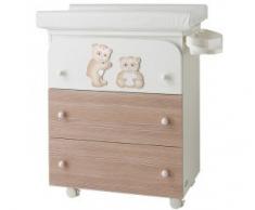 Cassettiera in legno per bambini Dolce Sogno Panda Azur Bianco-Larice scuro