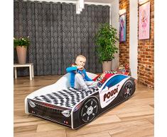 LETTO PER BAMBINI 140X70 CM AUTO CARS + MATERASSO CON FODERA CERTIFICATO ECO LOGO (9)
