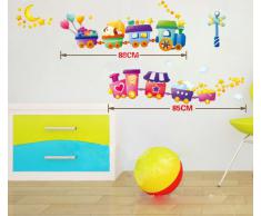 ufengke® Cartone Animato Trenino Adesivi Murali, Camera Dei Bambini Vivai Adesivi da Parete Removibili/Stickers Murali/Decorazione Murale