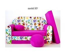 Divano divanetto bambini cuscino e puff mini divano transformabile in lettino.