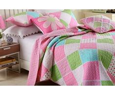 beddingleer cuciture a pois motivo floreale patchwork copriletto trapunta per ragazze, bambini 2 pezzi