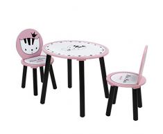 Infantastic Tavolo e sedie rotondi bambini cameretta set tavolo con 2 sedie Miss Miau di legno