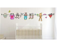 Wallskin Prima Infanzia Adesivo Murale per Bambini Hanging Dogs, Size XL, Vinile, Multicolore, 68 x 98 x 0.2 cm