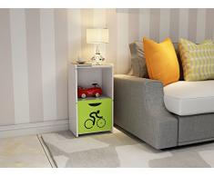 Naerde bambini moderno stile semplice 2 Livello High Gloss bagagli intagliato notte sola, comodino Verde Bianco