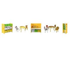 Charles Bentley - mobiletto riponi giochi per bambini - 3 scatole - in TNT - tema safari/giungla