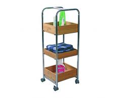 MSV 140642, Carrello portavivande da bagno con 3 ripiani, in bambù, laccato, cromato e nitrocellulosa, 29 x 30,5 x H: 88,5 cm, Bambù (bambus)