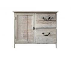 Rebecca Srl Mobile bagno Cassettiera 2 Cassetti 1 Anta Legno Bianco Vintage Retro Cucina Ingresso (Cod. 0-1068)