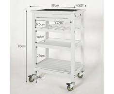 SoBuy Carrello di servizio, Scaffale da cucina, Mensola angolare,Legno e vetro temperato,FKW16-G-W, IT