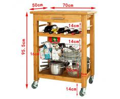 SoBuy Carrellino salvaspazio, Scaffale da cucina, Carrello di servizio,in bambù, naturale, FKW10-N, IT