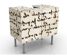 Mobile per lavabo design Da Vinci Manuskript 60x55x35cm, basso, Larghezza: 60cm, regolabile, mobiletto da lavandino, lavandino, mobiletto da lavabo, lavabo, mobiletto, bagno, bagnetto, mobile da bagno