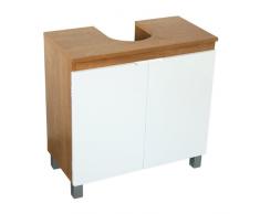 Premier Housewares Sotto Lavabo Armadietto, 2 Porte, Effetto Rovere e Bianco Lucido