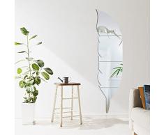 Specchi decorativi da parete forma di pulma Specchio Adesivo per Salon Habitacion Corridoio cameretta bambino M: 120*30cm argento