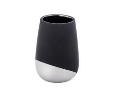 Wenko 21657512 Cayenne – Bicchiere porta spazzolini porta spazzolino per spazzolino e dentifricio in ceramica soft-touch, 7.8 x 11 x 7,8 cm, Nero