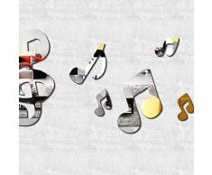 Kicode Adesivi da parete a specchio 10pcs / set Note musicali 3D Specchi acrilici Bricolage art removibile Decorazione domestica della stanza da letto di soggiorno