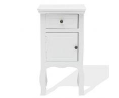 Rebecca Srl Comodino Mobiletto 1 Cassetto 1 Anta Legno Bianco Provanzale Shabby Chic Camera Soggiorno Bagno (cod. RE4211)