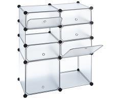 Ts Ideen 5115 Armadietto, Mobiletto da Bagno, con 8 Scomparti Completo di 8 Sportelli, Polipropilene, Bianco