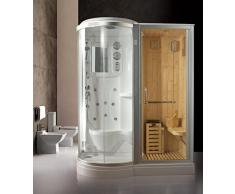 Box Doccia Idromassaggio 168x95 con Sauna Finlandese incorporata versione sinistra con Cromoterapia