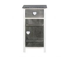Rebecca Srl Armadietto Comodino Mobile bagno 1 Cassetto 1 Anta AMORE Legno Grigio Shabby chic Arte Povera Cucina Camera (Cod. RE4364)