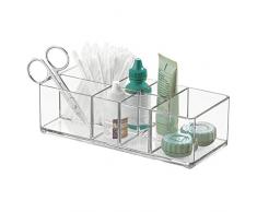 mDesign Organizzatore Armadietto Medicine da Bagno, per Pinzette, Forniture Mediche, Lenti a contatto, Batuffoli di Cotone - Trasparente
