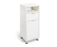 FMD 925-002 Zamora - Mobiletto da bagno con 1 anta + 1 cassetto in melamina, 33 x 37 x 90,5 cm, colore: Bianco
