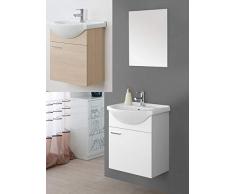 Arredo bagno sospeso a terra bianco laccato o rovere specchiera 56 lavabo ceramica mobili
