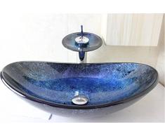 Lyn@ Vetro blu barca lavandino / lavabo ware / bacino artistico / bacino del contatore (545 * 370 * 155 * 12mm)