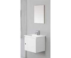 Mobile Arredo Bagno cm 50 sospeso moderno con un anta e lavabo in ceramica Mobili
