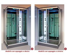 Box Cabina Idromassaggio 120x80 reversibile full optional con Cromoterapia Sauna Bagno turco Radio Sinistra