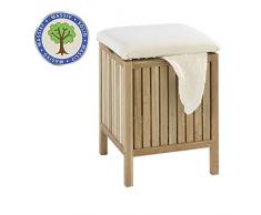 Wenko 18614100 Sgabello da Bagno e Arredo Norway, Legno Noce, 80% Cotone, 20% Poliestere, 39 x 52 x 39 cm