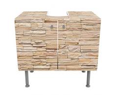 Mobile per lavabo design Asian Stonewall - Large brigth stone wall of cosy stones 60x55x35cm, basso, 60cm, regolabile, mobiletto da lavandino, lavandino, mobiletto da lavabo, lavabo, mobiletto, bagno, bagnetto, mobile da bagno, Dimensione: 55cm x 60cm