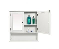 Woodluv - Armadietto A Specchio Per Bagno, Bianco