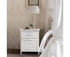 Rebecca Srl Comodino Cassettiera Mobile bagno 2 cassetti Legno Bianco Shabby Chic Camera Ingresso (Cod. RE4566)