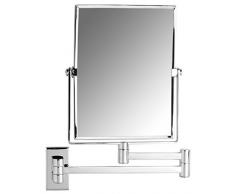VELMA - AE208 - 2 lati Specchio cosmetico / Specchio ingranditore / Specchio da trucco / Specchi per radersi - Ingrandimento x3 + Grandezza normale - Orientabile - Allineabile alla parete - Ottone cromato lucidato - Non in plastica