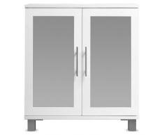 Lavabo in bianco con 2 porte in vetro satinato