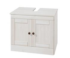 LifeStyleDesign 971116, Mobile sottolavabo Ida, 50 x 35 x 60 cm, in legno di pino, Bianco