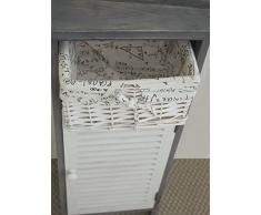 Rebecca Srl Mobile Bagno Cassettiera 1 Cassetto 1 Anta Legrno Vimini Bianco Grigio Country Rustico Cucina Lavanderia (Cod. 0-3181)