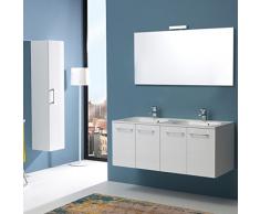 MOBILE BAGNO 120 CM CON QUATTRO ANTE E DOPPIO LAVABO BOSTON IN BIANCO LUCIDO