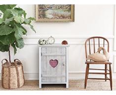 Rebecca Srl Mobile Bagno Comodino Cassettiera 1 Anta AMORE Legno Tessuto Beige Shabby Chic Country Camera Ingresso (Cod RE4353)