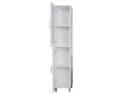trendteam flo10101 Mobile alto da bagno bianco melamina, vetro satinato, BXHXT 35 x 188 x 33 cm
