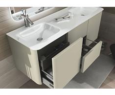 Mobile Arredo Bagno Liverpool sospeso 140 cm doppio lavabo in cristallo bianco con 4 colori Mobili