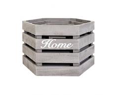 Rebecca Srl Set 3 Ceste Esagonali Legno Grigio Vintage Complementi d'Arredo Bagno (Cod. RE4606)