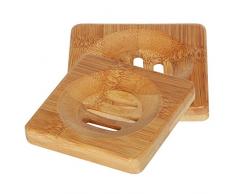 TRIXES Piccolo portasapone quadrato in legno per bagno e lavandini.