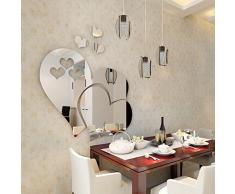 Acrilico Specchio Autoadesivi Della Parete Soggiorno Sala Da Pranzo Specchi Decorativi A Forma Di Cuore,Silver-45*49cm