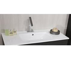 Mobile Arredo Bagno cm 100 bianco wengè o larice con lavabo in ceramica sospeso Mobili