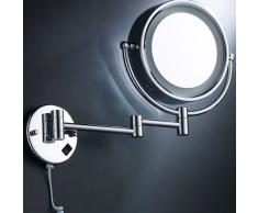 WmicroIT parete da 8,5 pollici cosmetici da trucco da barba LED specchio illuminato bagno doppi lati ingrandimento 5x ,LED lighted bathroom mirror Make up mirror 5x Magnification