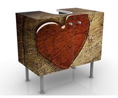 Mobile per lavabo design Natural Love 60x55x35cm, basso, Larghezza: 60cm, regolabile, mobiletto da lavandino, lavandino, mobiletto da lavabo, lavabo, mobiletto, bagno, bagnetto, mobile da bagno